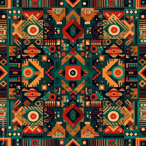 Obraz na płótnie Colorful geometric pattern on a dark background, vibrant and dynamic design. w salonie