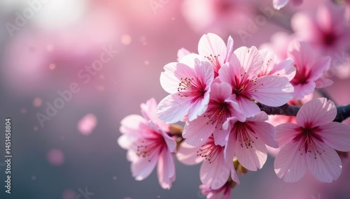 Vibrant sakura explosion, overlapping blossoms, soft focus , design, intense, floral