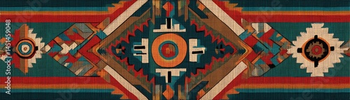 Obraz na płótnie Colorful geometric pattern design, intricate details, cultural textile art. w salonie