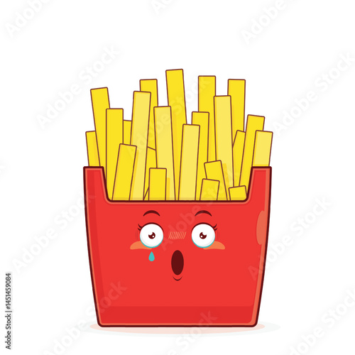 fries potatoes scared face cartoon cute