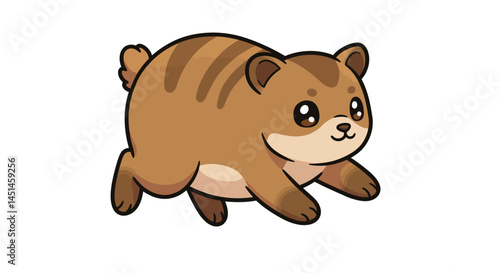 A Charming Rounded Cartoon Bear Cub In A Playful Pose Against A Clean White Backdrop Created With Vector Illustration Techniques Evoking A Sense Of Joy And Lightheartedness From Its Simple Design