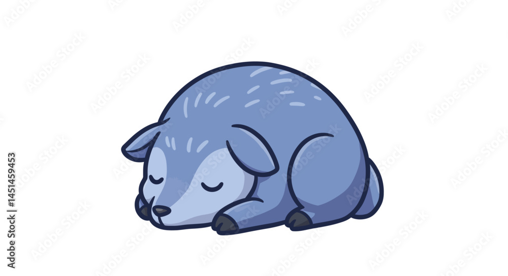 A Curled Up Light Blue Stylized Wolf Pup Sleeps Peacefully Against A Clean White Backdrop Created With Simple Vector Lines And Gentle Shading Evoking A Sense Of Calm And Childlike Innocence A Curled Up Light Blue Stylized Wolf Pup Sleeps Peacefully Against A Clean White Backdrop Created With Simple Vector Lines And Gentle Shading Evoking A Sense Of Calm And Childlike Innocence
