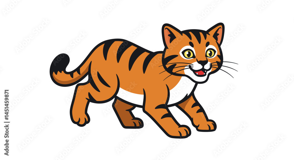 Obraz premium A Friendly Cartoon Shiba Inu Dog Stands Cheerfully With Its Tongue Out And Tail Curled Presented In A Clean Vector Illustration Style Against A White Background Evoking Warmth And Lightheartedness