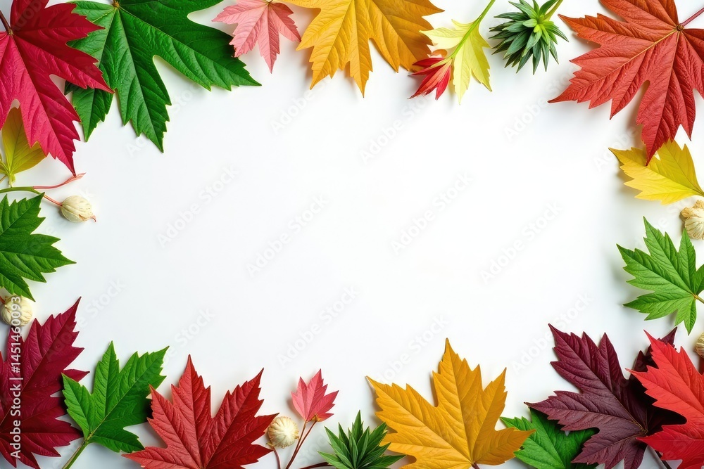 Colorful mixed foliage against white background, , leaf arrangement, plants Colorful mixed foliage against white background, , leaf arrangement, plants