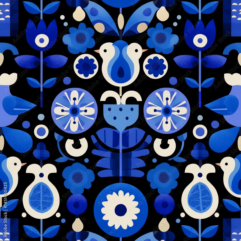 Colorful floral pattern design on a dark background.