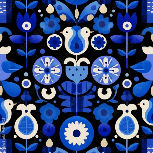 Obraz na płótnie Colorful floral pattern design on a dark background. w salonie