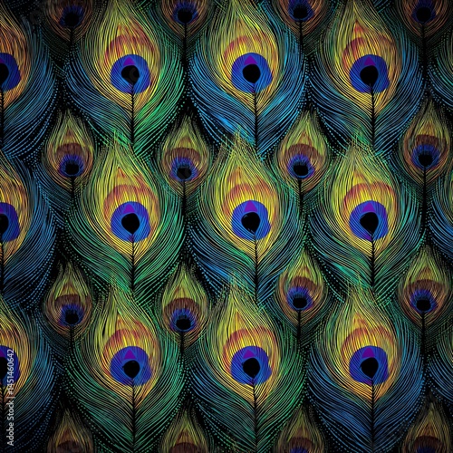 Obraz na płótnie Colorful peacock feather pattern, vibrant and intricate design. w salonie