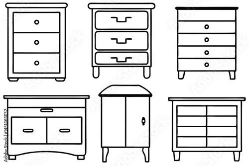 Dresser Storage Elegant Line Art