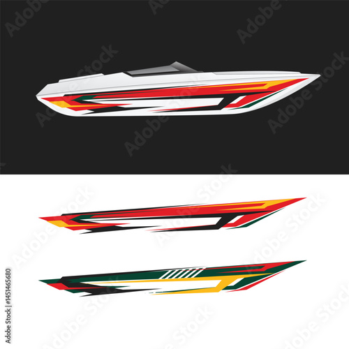 yacht ship wrapping sticker design vector. jet boat vinyl sticker
