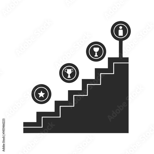 Ladder Of Success icon  silhouette vector illustration