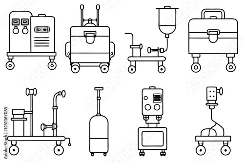 ECMO machines medical innovation Line art