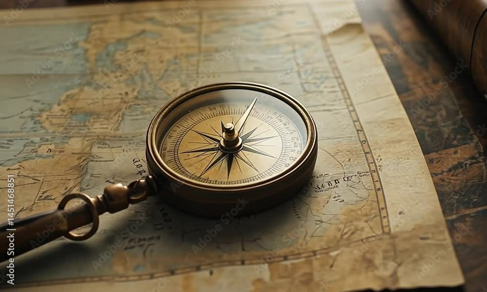 compass on old map