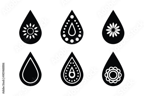 set of Water drop icon silhouette vector illustration