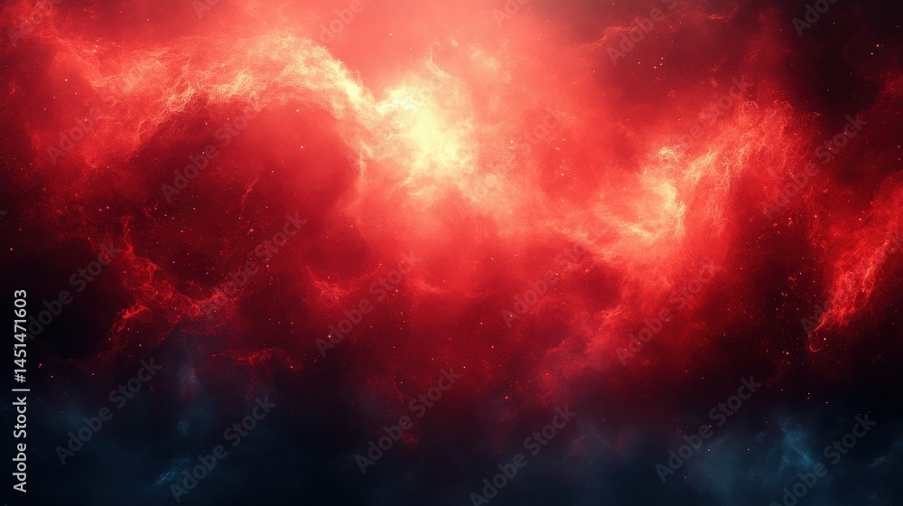 Obraz premium Dramatic Celestial Formation with Red and Golden Nebula Cloudscape Art