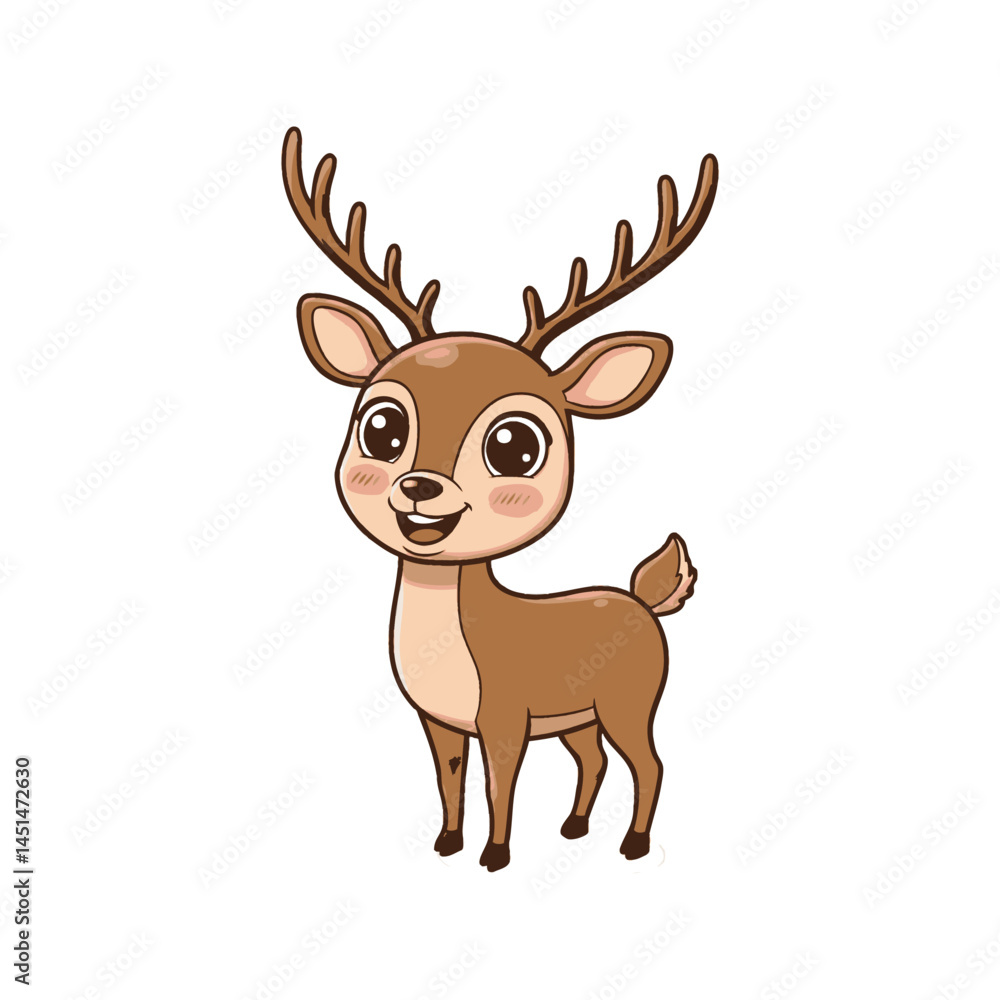 Cute Deer Cartoon with Big Eyes Cute Deer Cartoon with Big Eyes