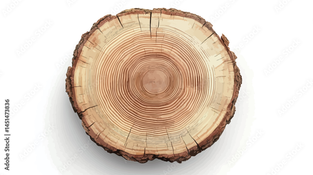 This high-resolution close-up image shows a perfectly circular cross-section of the tree trunk, revealing the intricate wood grain pattern. The image highlights the tree's concentric growth rings. This high-resolution close-up image shows a perfectly circular cross-section of the tree trunk, revealing the intricate wood grain pattern. The image highlights the tree's concentric growth rings.