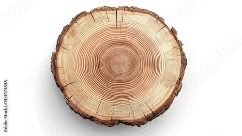 This high-resolution close-up image shows a perfectly circular cross-section of the tree trunk, revealing the intricate wood grain pattern. The image highlights the tree's concentric growth rings.