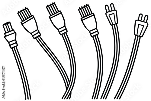Electrical wires dynamic curves Line art