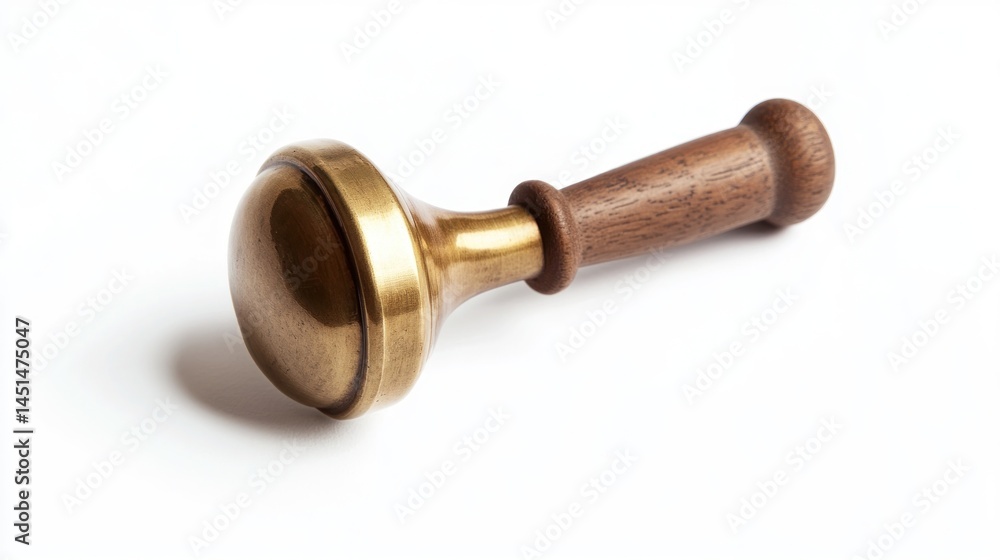 Antique brass and wood implement Antique brass and wood implement