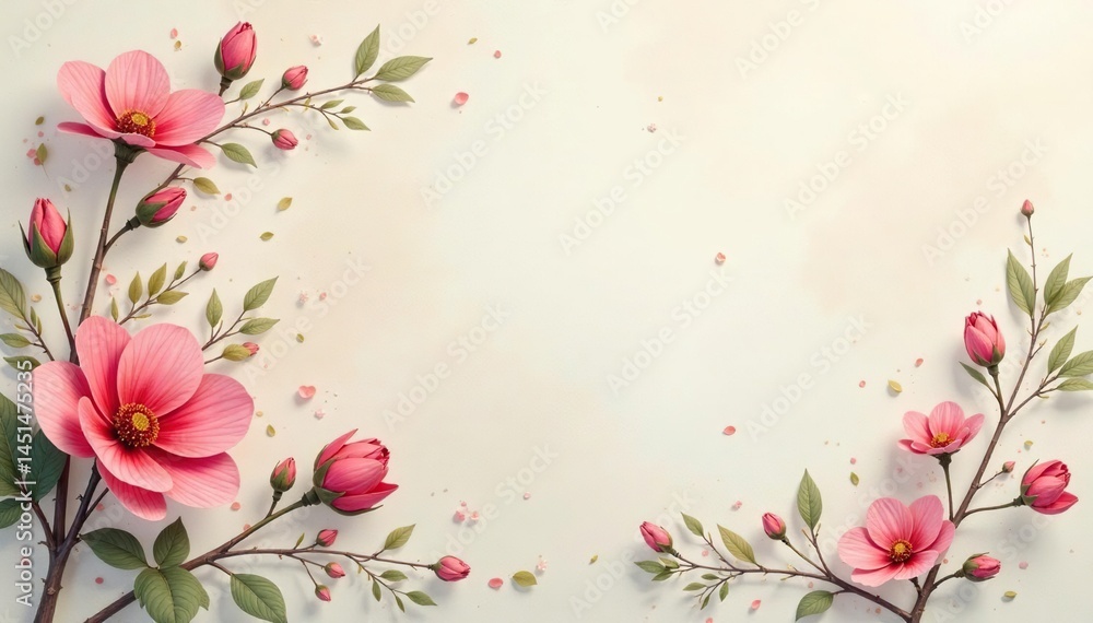 Fototapeta premium Subtle repeating floral motif on a soft, muted background , pastel, elegant, print