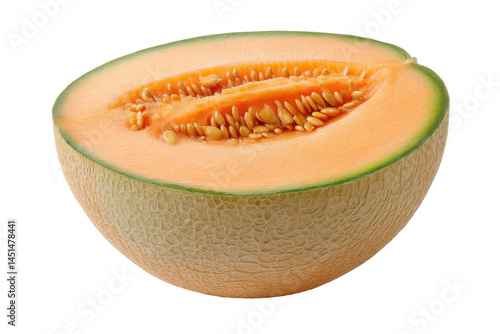 Sliced cantaloupe melon isolated on transparent png background