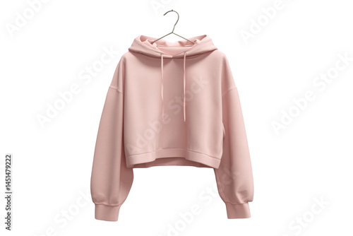 Pink cropped hoodie isolated on transparent png background