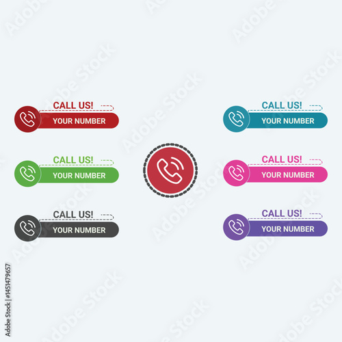 Flat Call Now Button Collection – UI/UX Phone Contact Elements
