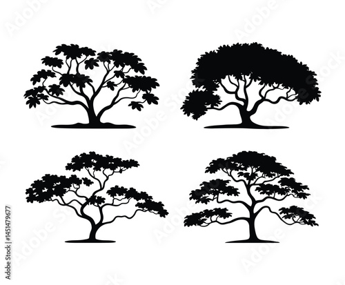 Dogwood Tree Silhouette Simple Vector Format