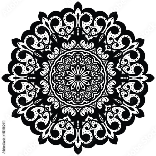 Tribal and bohemian style pattern design. Mosaic pattern. Floral henna or mehndi style mandala design.   