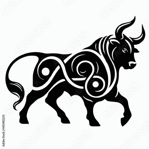 black and white bull