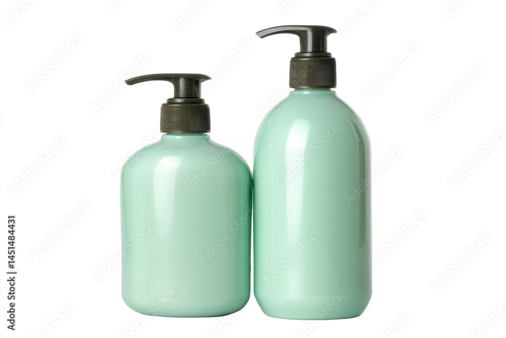 Two bottles with pump isolated on transparent png background Two bottles with pump isolated on transparent png background