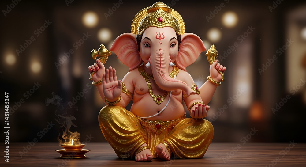 Fototapeta premium illustration of ganesha as a protective god