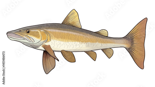 A detailed digital illustration shows the side profile of a golden trout, showing a realistic rendering style.
