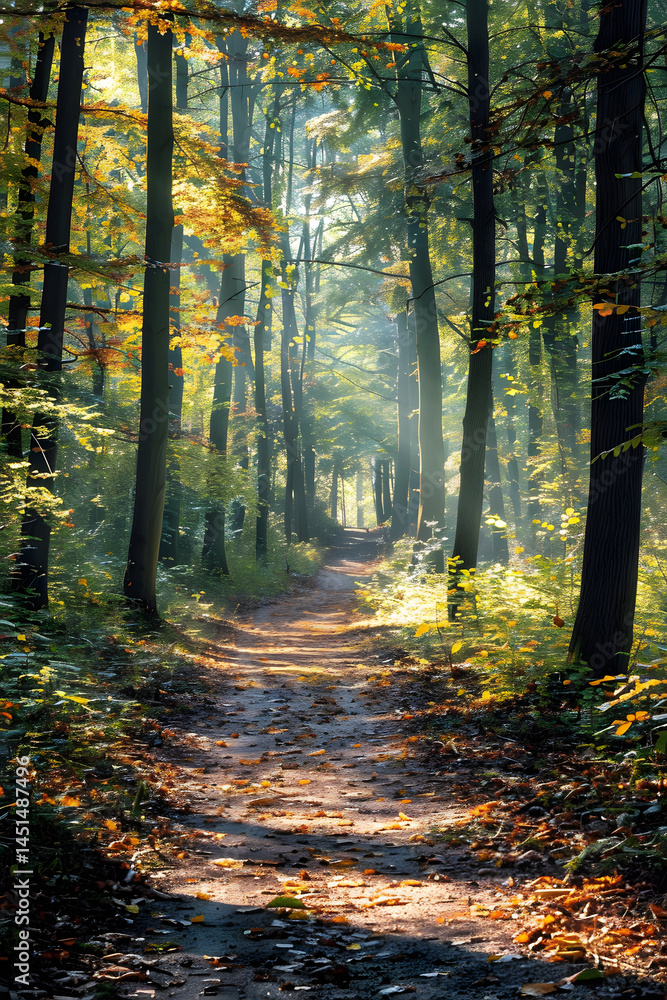 Obraz premium Sunlit Forest Path
