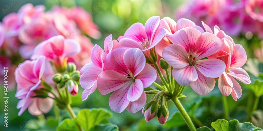 Delicate pink geranium flowers arranged in a beautiful and intricate inflorescence Delicate pink geranium flowers arranged in a beautiful and intricate inflorescence