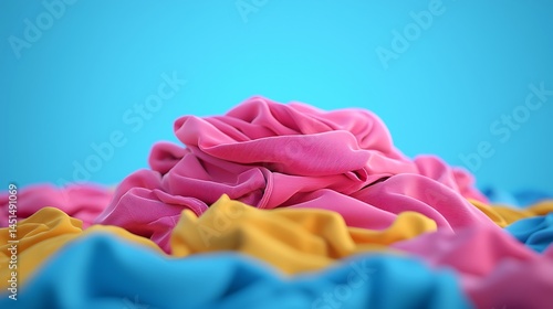 Colorful Fabric Layers Texture, Textile Background with Pink, Yellow, and Blue, Soft Abstract Design.
