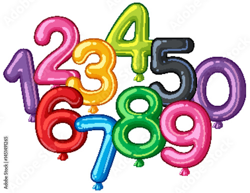 Colorful Balloon Numbers Vector Illustration