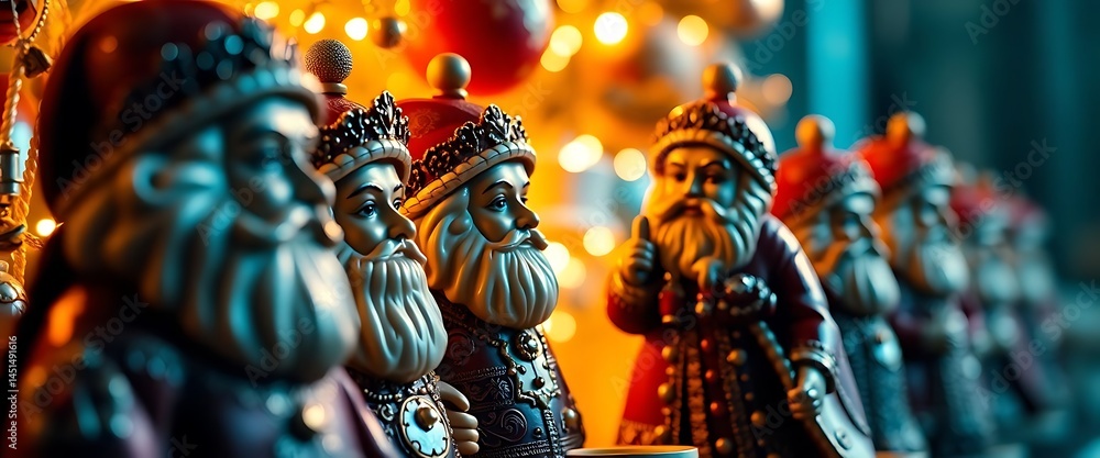 Naklejka premium group of figurines sitting next to each other