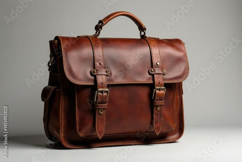 Wallpaper Mural Brown leather satchel, worn texture, studio shot, material, carrying Torontodigital.ca