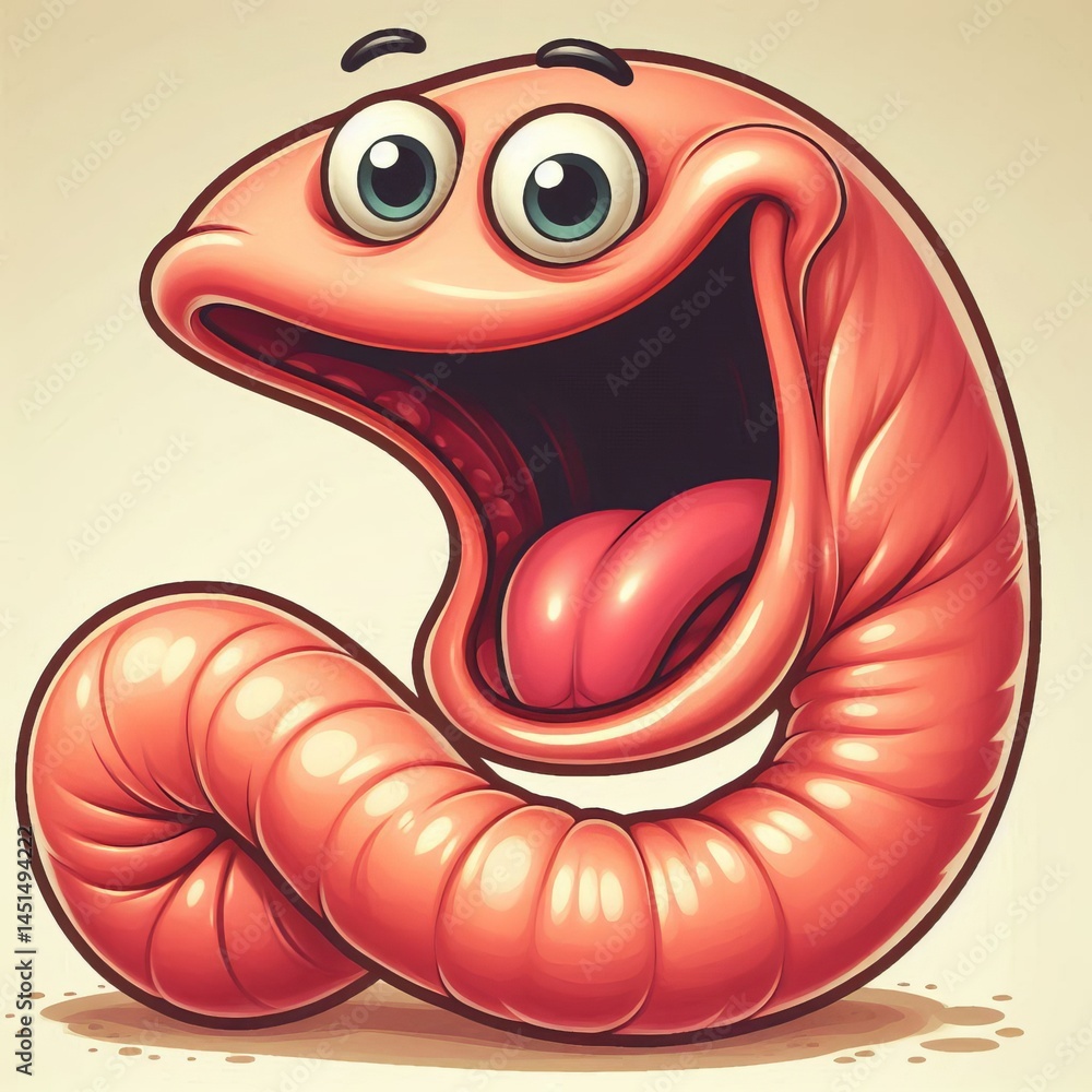 Naklejka premium Cartoon slightly cartoonish esophagus