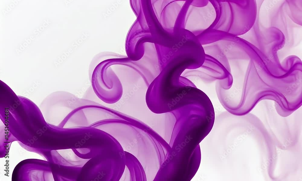 Abstract Purple Smoke Flowing Against White Background Displaying Swirling Shapes and Textures Abstract Purple Smoke Flowing Against White Background Displaying Swirling Shapes and Textures