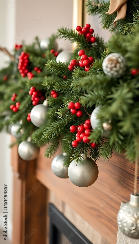 Fototapeta premium christmas tree with ornaments hanging from it