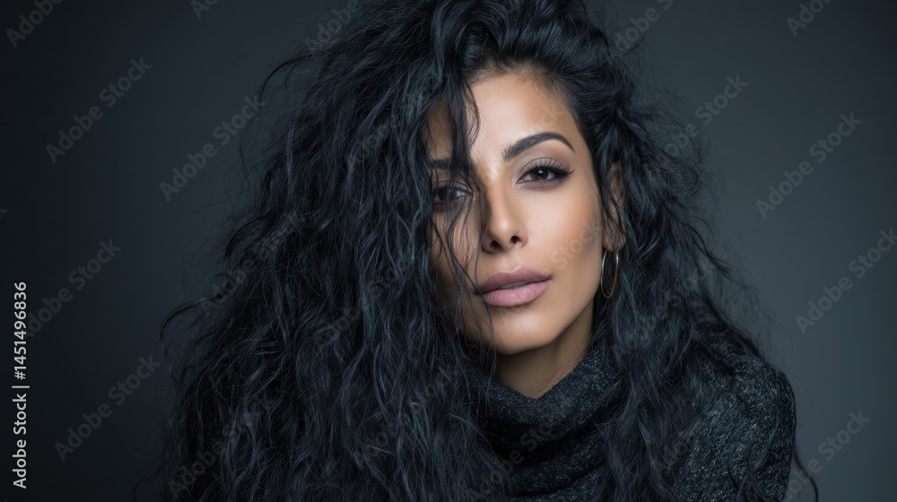 Woman with voluminous curly hair Woman with voluminous curly hair