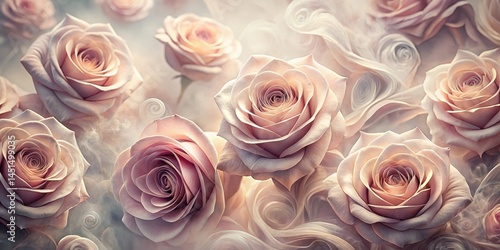 Delicate, velvety roses with intricate
