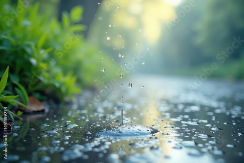 Wallpaper Mural Gentle rain, single drops falling on white background , pure, shower, white Torontodigital.ca