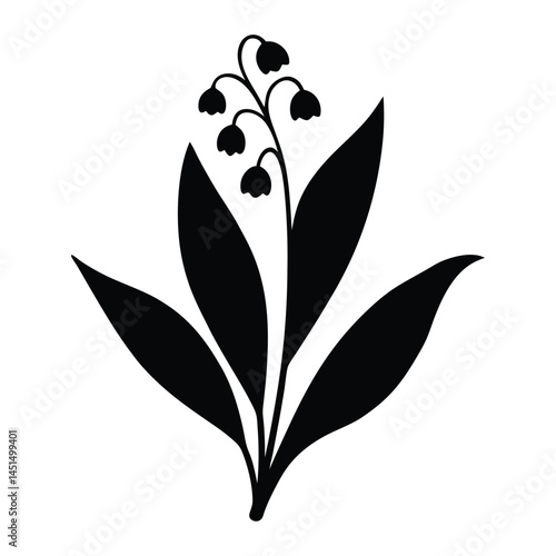lily of the valley flower silhouette on white background.