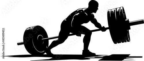 Dynamic Vector of Bodybuilder in Deep Squat with Barbell