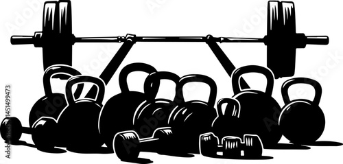 Dynamic Vector of Bodybuilder in Deep Squat with Barbell