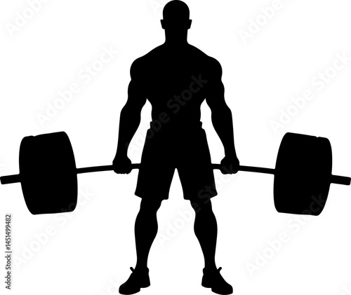 Dynamic Vector of Bodybuilder in Deep Squat with Barbell