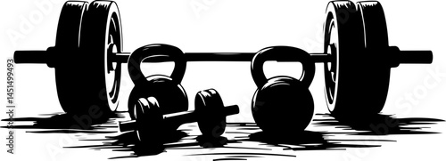 Dynamic Vector of Bodybuilder in Deep Squat with Barbell